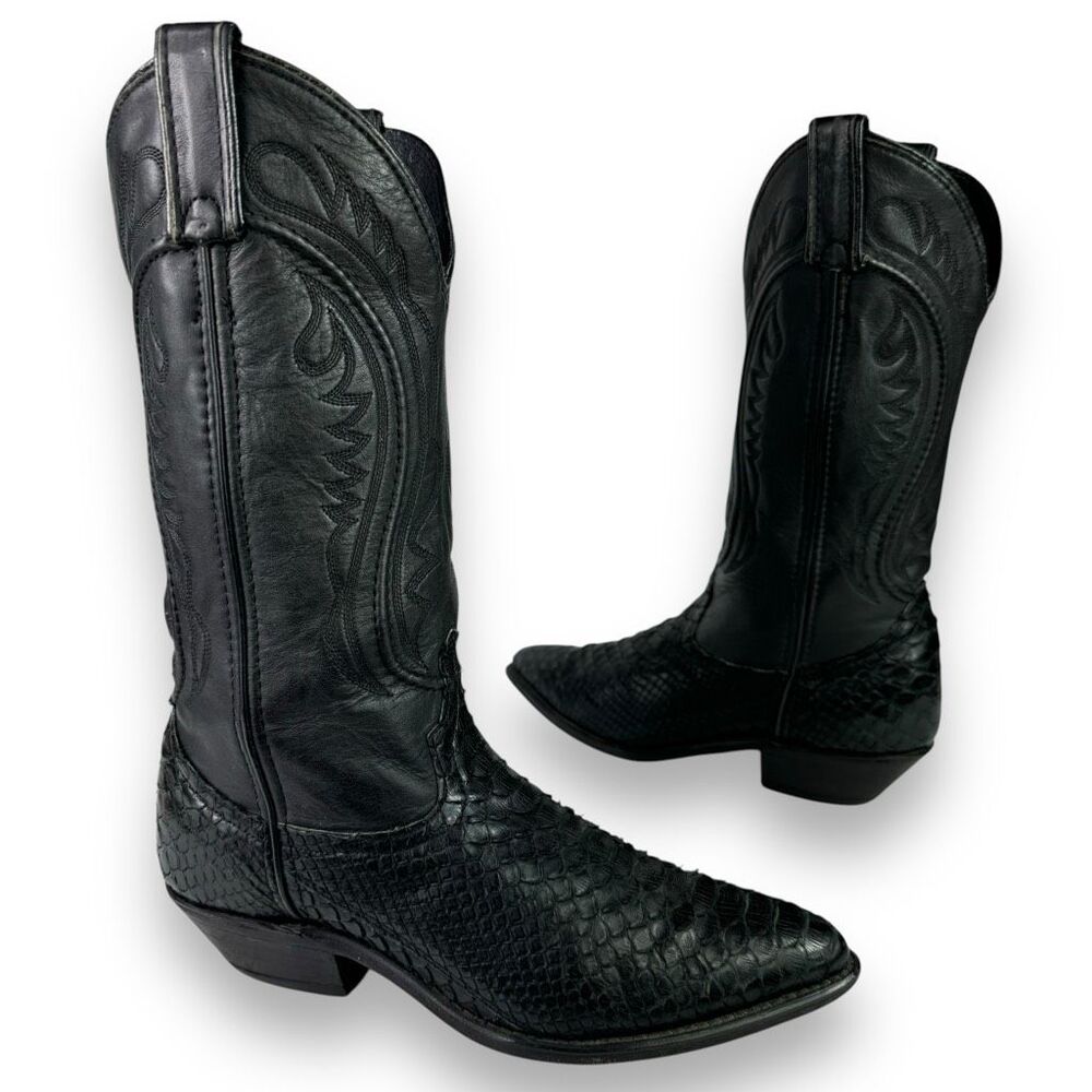 Code West Dan Post Vintage Western Cowgirl Boot Black Python Snakeskin Snake 6 M